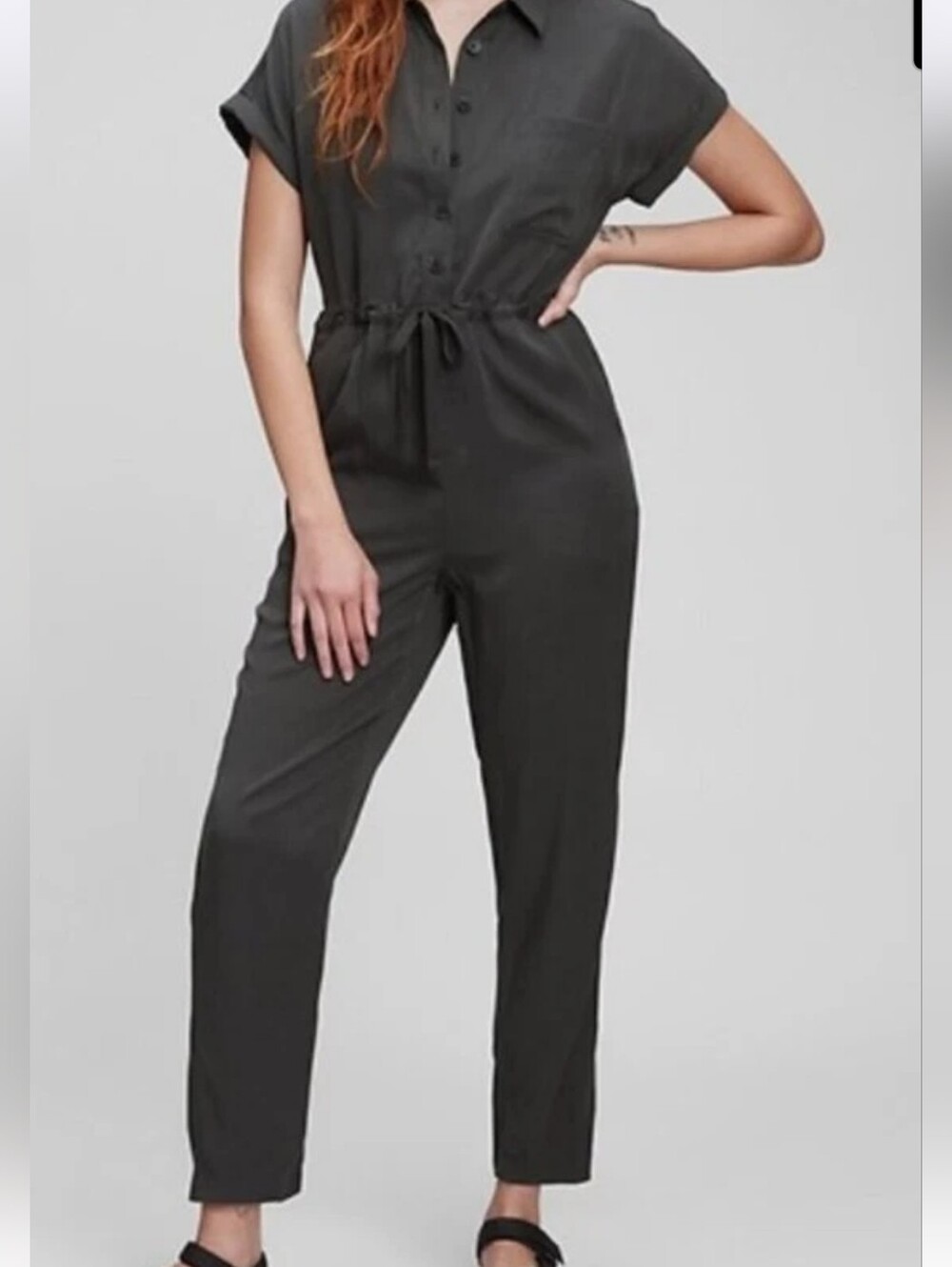 Gap Charcoal Gray Utility Jumpsuit Size 12